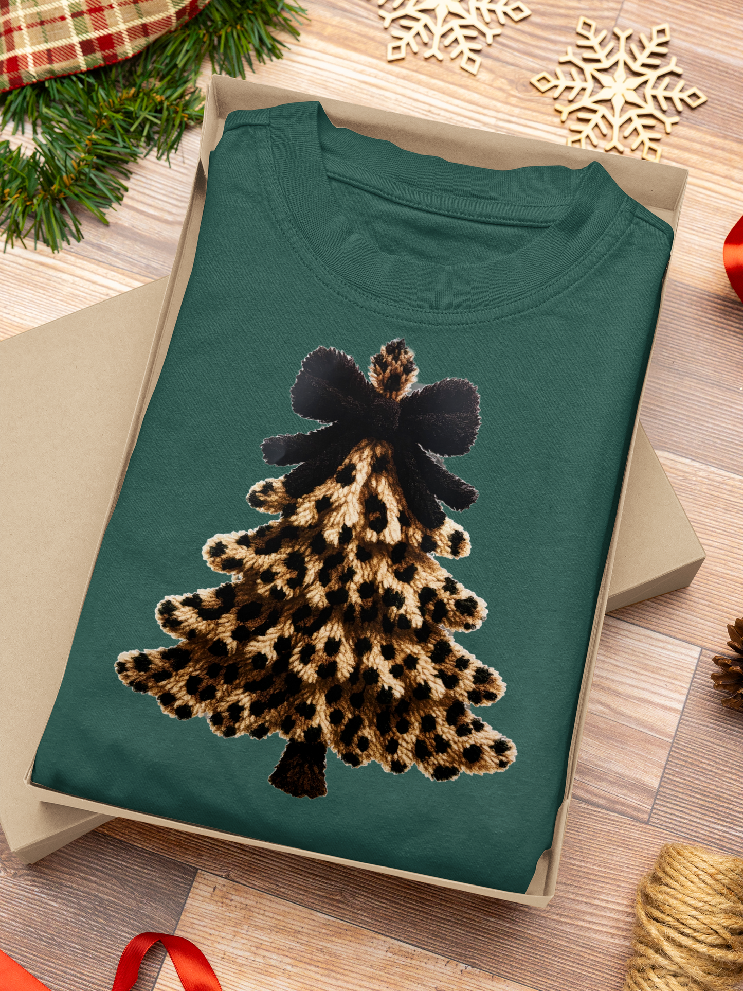 Faux yarn leopard Christmas tree