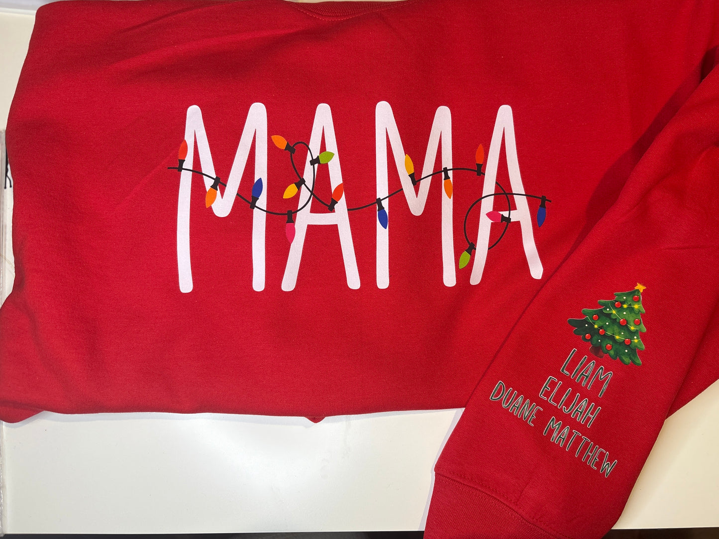 MAMA Christmas Lights Crew Neck Sweatshirt - Red