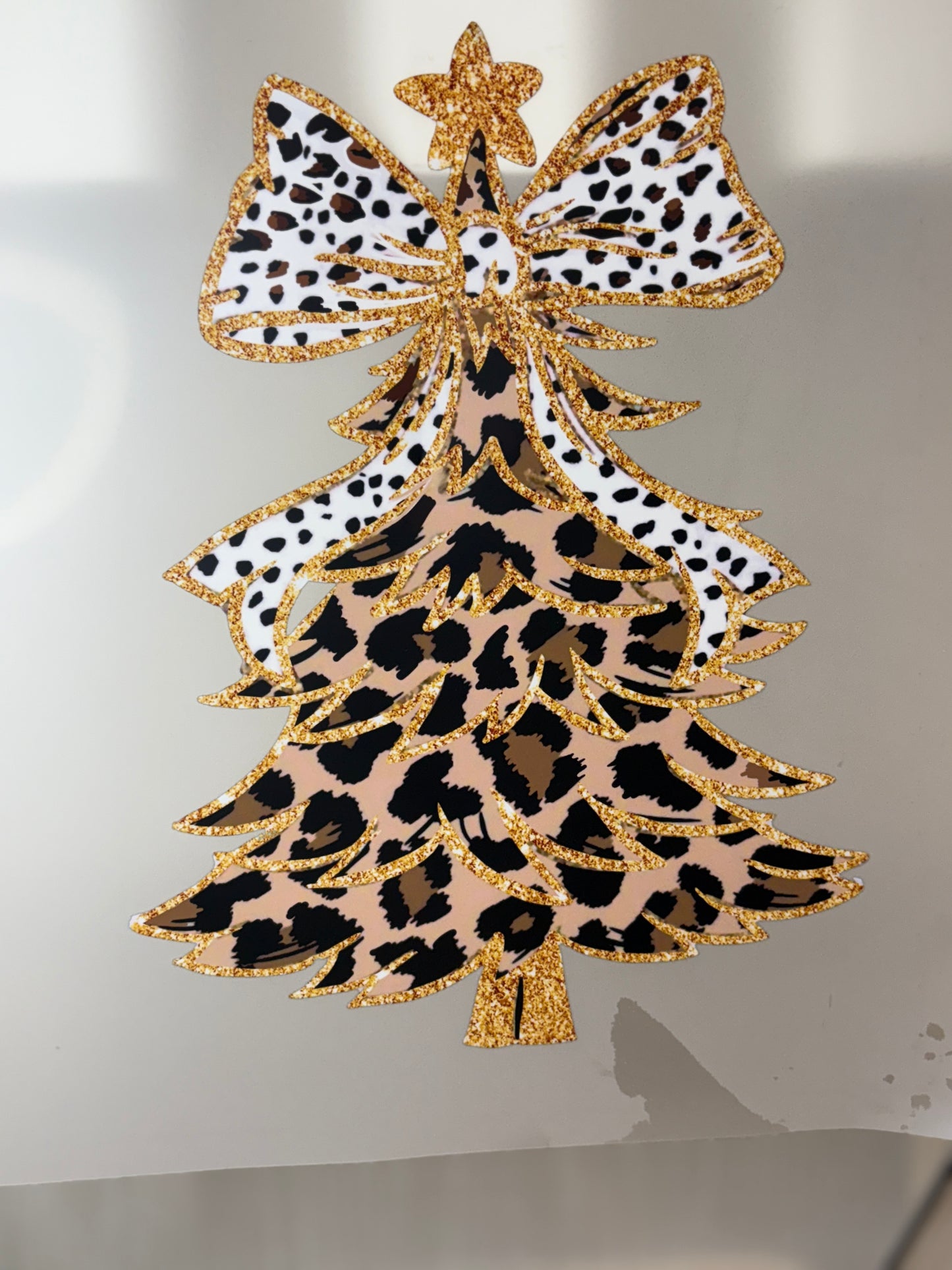 Olive Green Leopard Christmas Tree Shirt