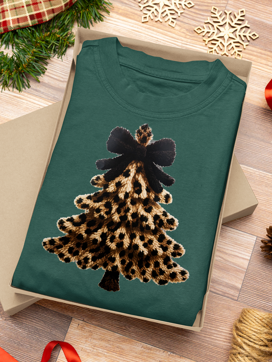 Faux yarn leopard Christmas tree