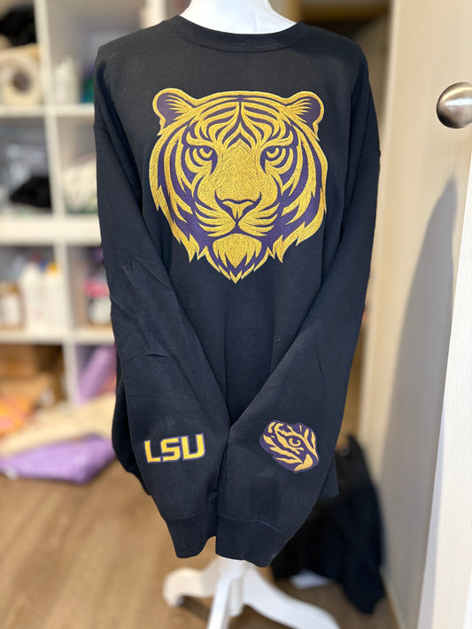 LSU Tigers Long Sleeve - Gold Tiger Design with LSU Sleeve