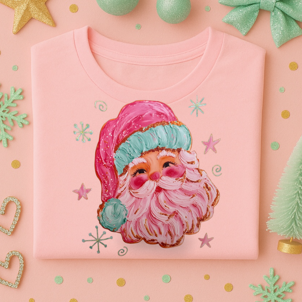 Pink Santa Christmas Tee
