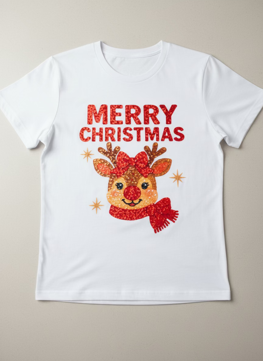 Merry Christmas Rudolph Girl DTF Print