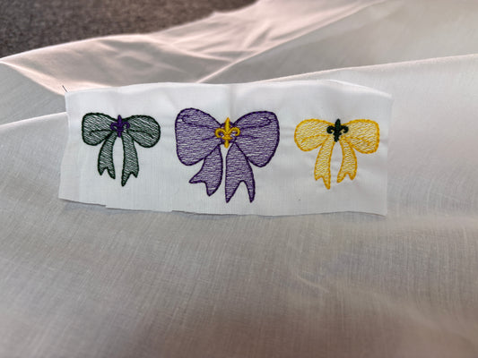 Mardi Gras Embroidery - Bows or Mask Design