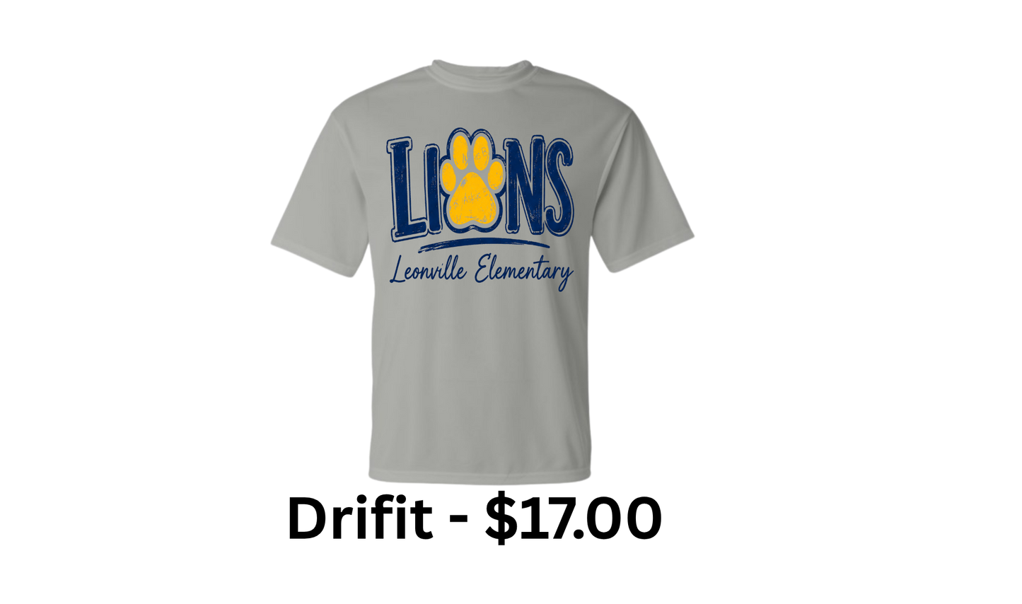 Leonville Lions Drifit Tee – Silver (Paw Print)