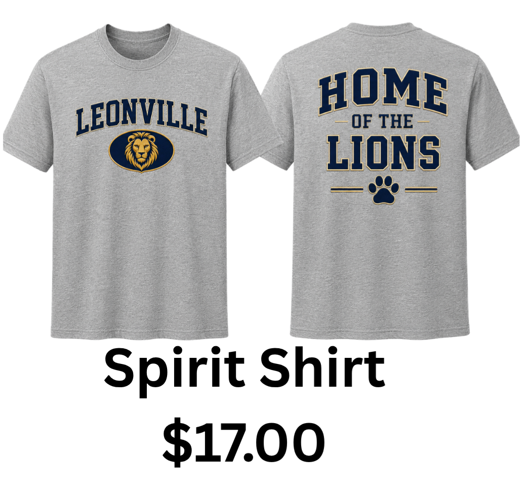 Leonville Lions Spirit Shirt – Double Sided (Heather Grey)