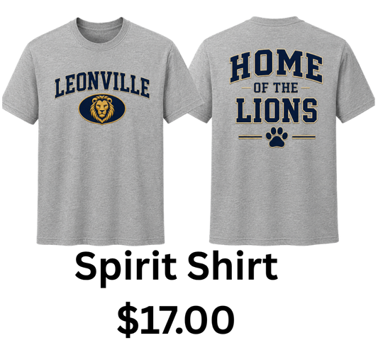 Leonville Lions Spirit Shirt – Double Sided (Heather Grey)